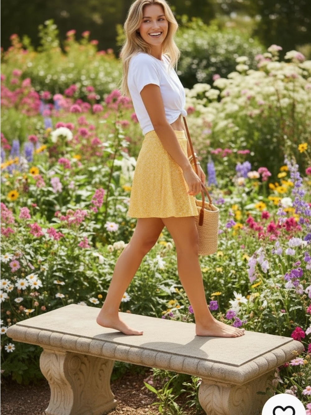 Ripstop Yellow Ditzy Floral Mini Skirt, NWOT, Size Small - Picture 4 of 6